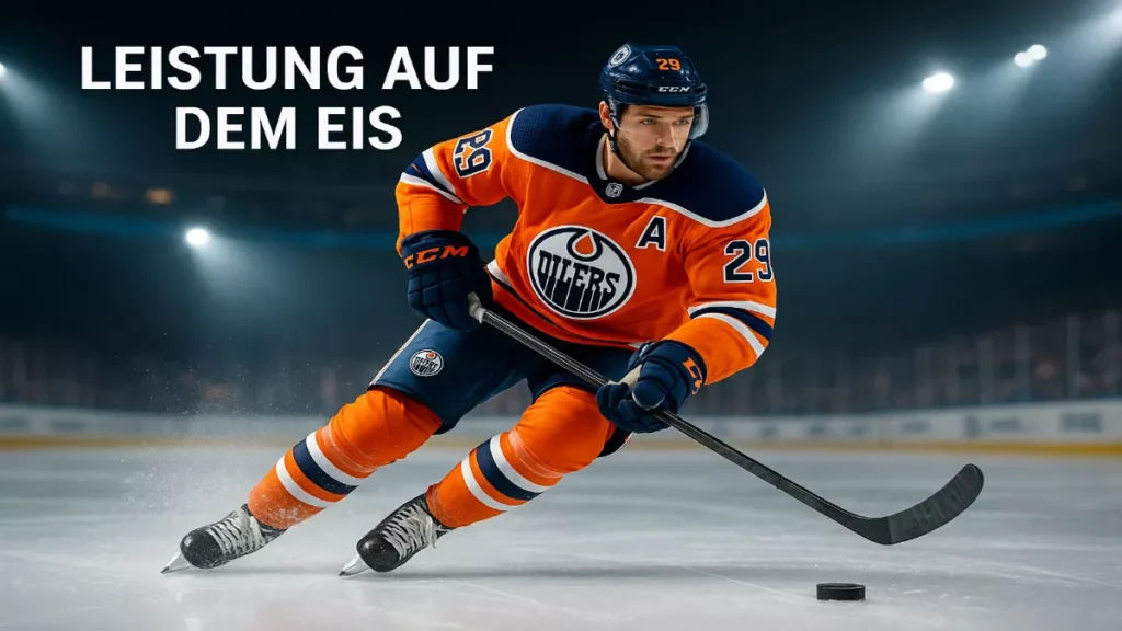 Leon Draisaitl in Aktion für Edmonton Oilers - NHL Superstar beim Eishockeyspiel