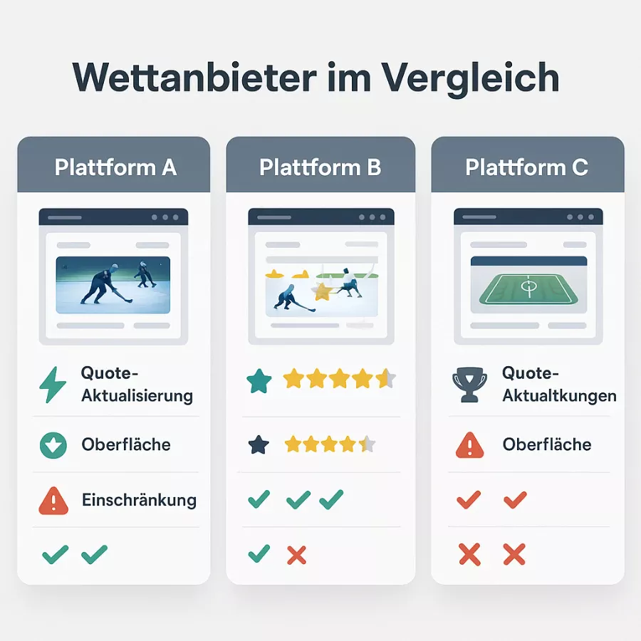 Wettanbieter Vergleich für NHL Live-Wetten - Übersicht der besten Plattformen mit Vor- und Nachteilen